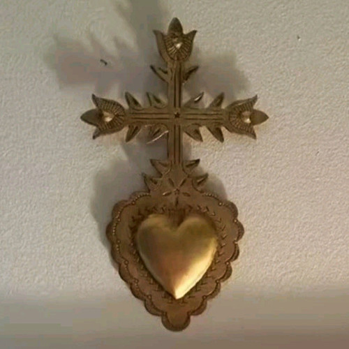Brass tone miracle cross wall - tone,