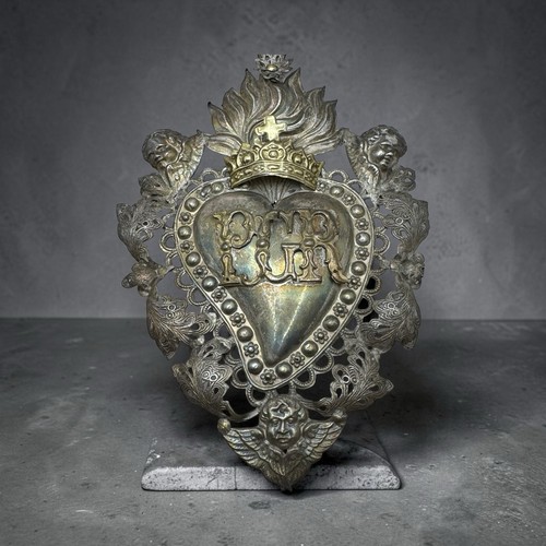 Hand carved brass voto - hand-carved,