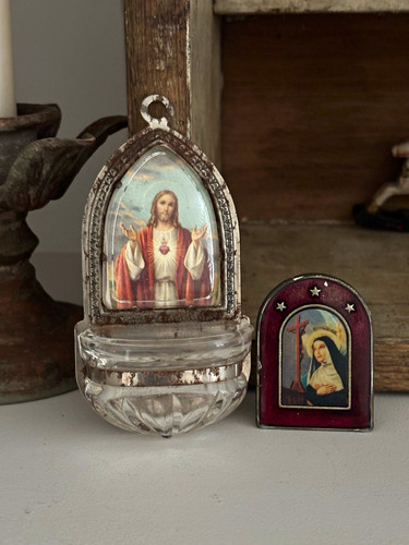 Vintage holy water - water, wall