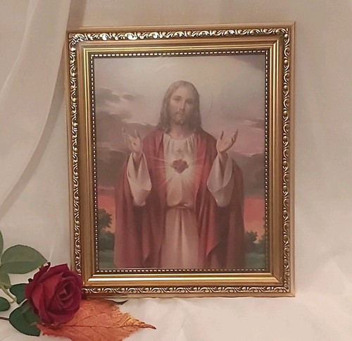 Sacred heart jesus - heart, framed