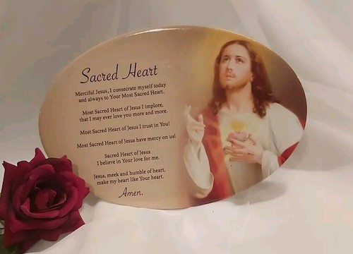 Sacred heart ceramic - ceramic, oval