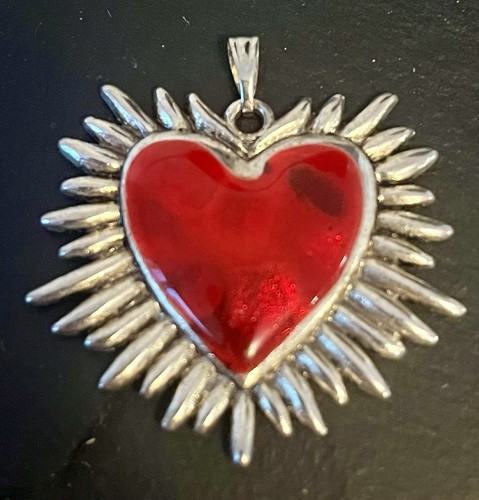 Vintage red silver tone - silver,