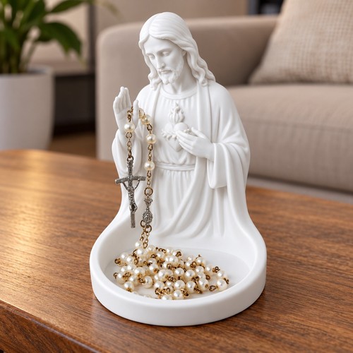 Jesus rosary holder statue - rosary,